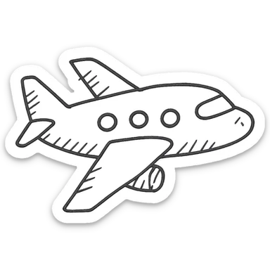 airplane, hand drawn icon style sticker