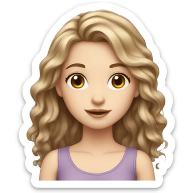 A white girl with long brown waivy hair ans hazel eyes sticker
