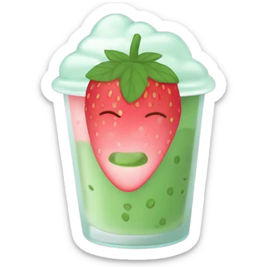 Iced Strawberry matcha with boba sticker