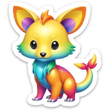 Cute shiny colorful exotic animal hybrid Fakemon full body sticker