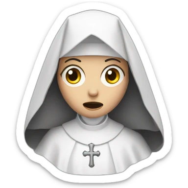 Horror scared nun sticker