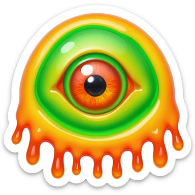 gummy neon melting eyeball sticker