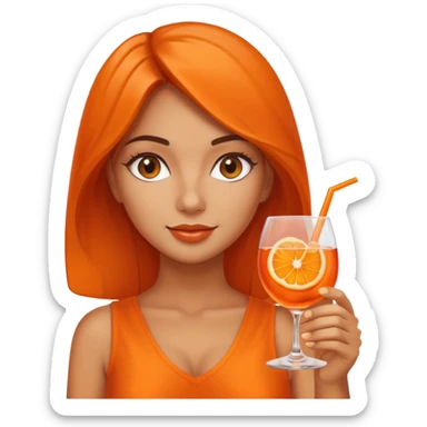 Aperol Spritz glass with orange slice, Italian girl in background sticker