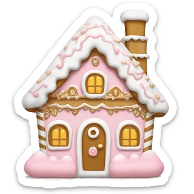 light pink and gold and white gingerbread house sticker