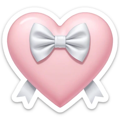 Pastel pink heart with white bow sticker