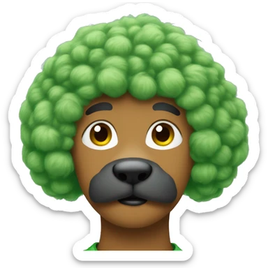Draw someone with green fur growing like a poodle on every body except nose and feet and hands sticker