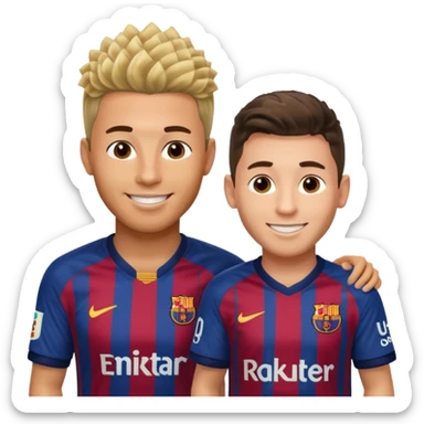 Prime noodle hair ronaldo and prime 2012 messi Smiling in one Photo and make it realistic Ronaldo wearing Number 7 With Madrid and Messi wearing number 10 with barca  sticker