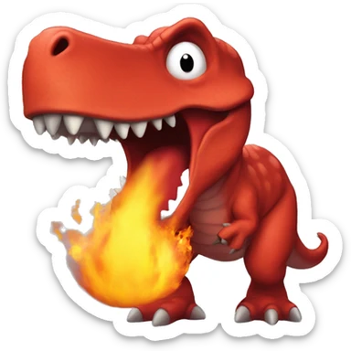 red dinosaur blowing fire sticker