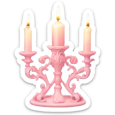 pink candler with a faint candlelight, Rococo style sticker