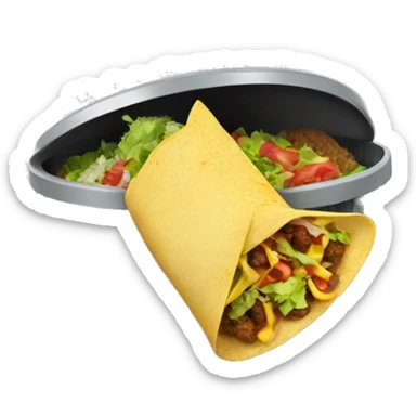 a taco in the rubbish bin sticker