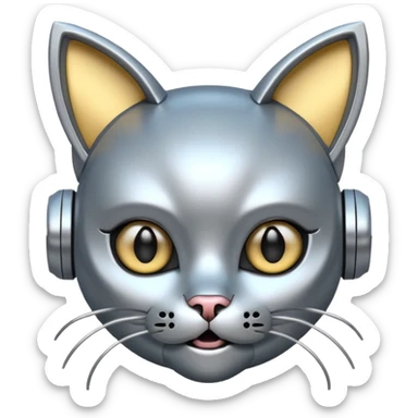 robot looking surprised with cat ears and looks funny sticker