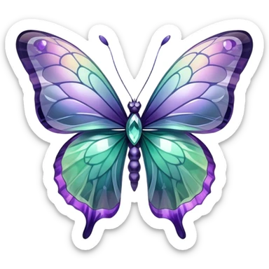 Iridescent Fluorite crystal gemstone butterfly  sticker