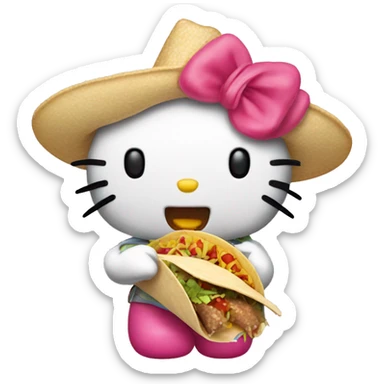 hello kitty eating tacos sticker