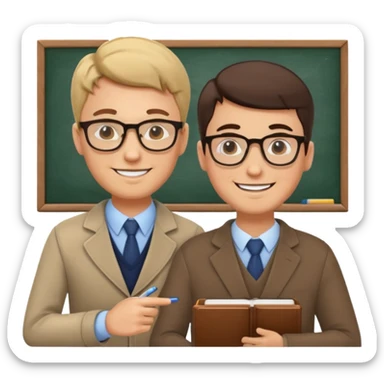 male teacher helping student sticker