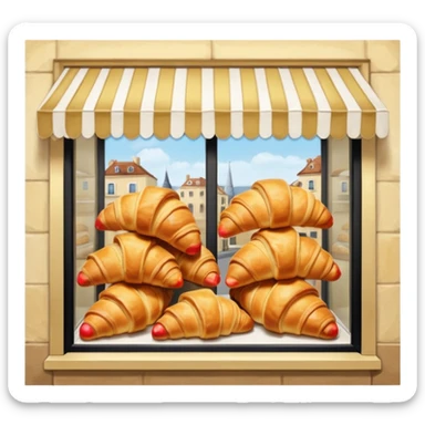 the front window of a bakery named "Cornetteria". With croissants  sticker