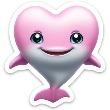 cute heart around dolphin  sticker