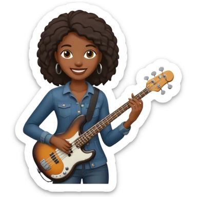 black woman with bass guitar  sticker