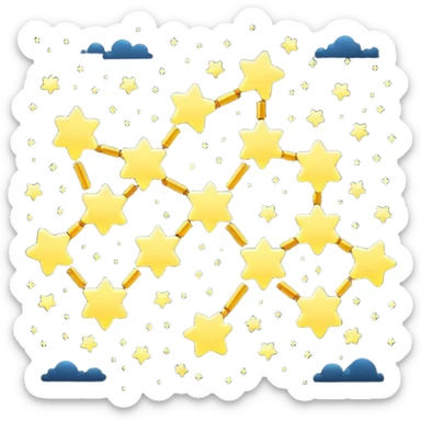 Pixel art icon of a glowing constellation made of connected stars, symbolizing knowledge paths and courses. 
Minimalistic, clean pixel style, soft glow, readable at small size, centered, no background, designed for dark UI.
 sticker