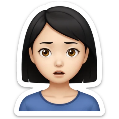 dark circles eyes frightened asian girl sticker