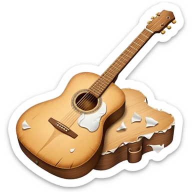 acoustic guitar with white paper tears & rips over it sticker