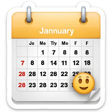 An emoji of a Calander page showing only January 30, no other dates sticker