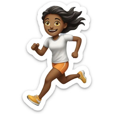 happy girl run sticker