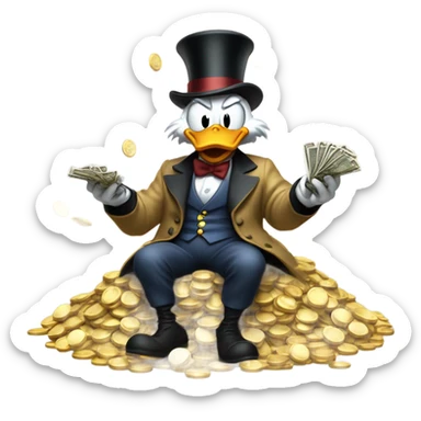 Scrooge McDuck counting money sticker