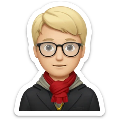 gray scarf male blonde hair with suit glasses sticker