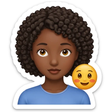 25 yaş genç kız siyah küt kıvırcık saçlı sticker