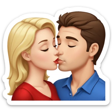 a good looking man and good looking woman are Kissing, indoor sticker