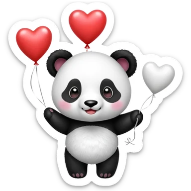 cute panda holding heart balloons sticker