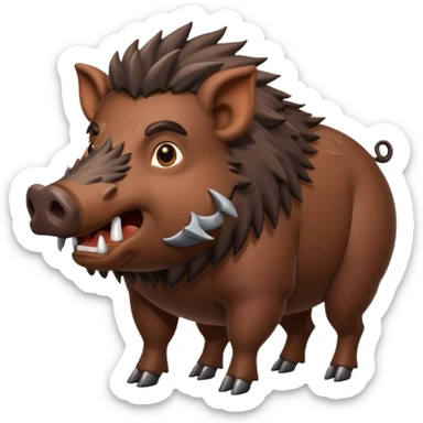An emoji of a large wild boar, representing hunting in ancient European forests. sticker