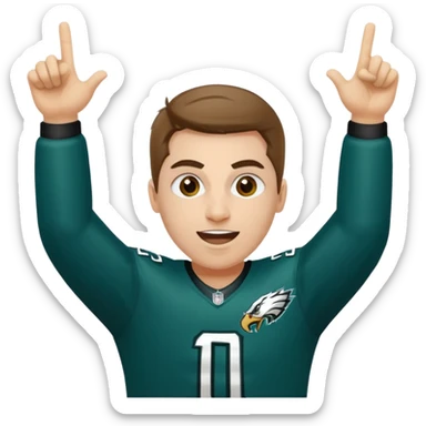 Eagles fan celebrating hard has number 1 on jersey  sticker