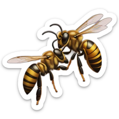 Hornet kisses honeybee sticker