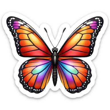 edgy black and red iridescent rainbow transparent monarch butterfly sticker