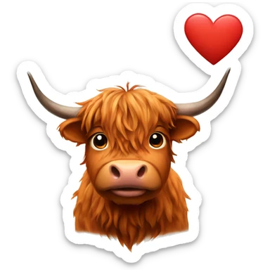 highlandcow with heart sticker