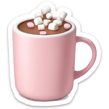 Light Pink mug of hot chocolate with marshmallows  sticker