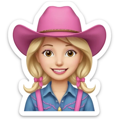 cowgirl with pink hat sticker