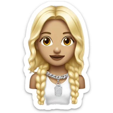 a beautiful blonde girl with iced out chains, full body sticker