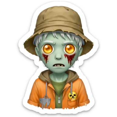 bucket hat zombie sticker