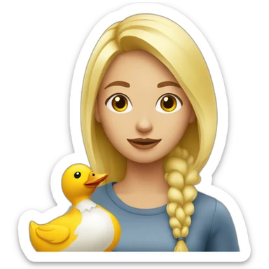 Blonde girl with duck sticker