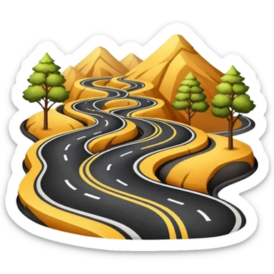 road trip, winding road and sun sticker