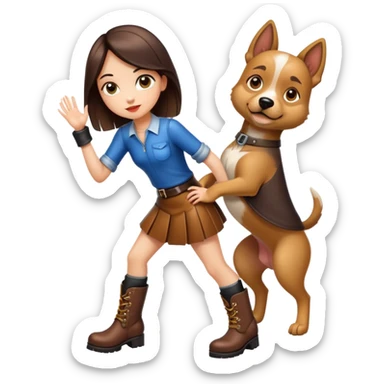 Girl dressed like a dog and in  leather skirt and boots sticker