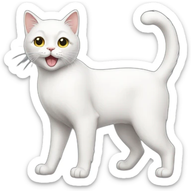 Full body white cat happy sticker