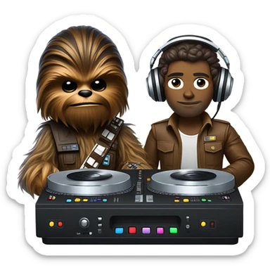 Chewbacca and Han Solo as DJs sticker