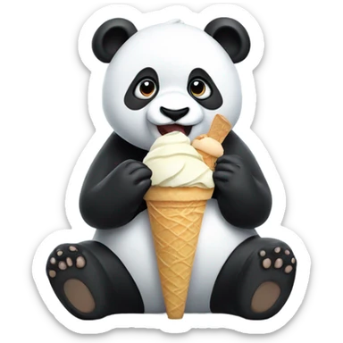 Panda eating ice cream sticker