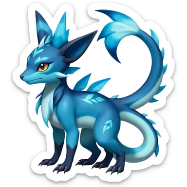 Colorful Dark Shiny Exotic Salandit-Aurorus-Glaceon-Fakémon-hybrid-creature (full body)  sticker