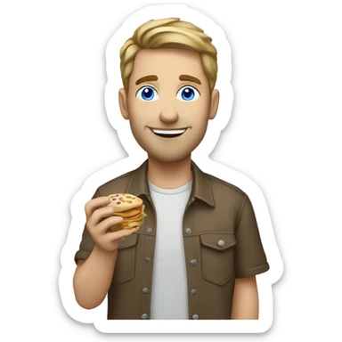 casual guy enjoying a snack blue eyes sticker