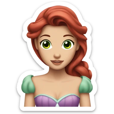 princess ariel with brown hair and green eyes sticker