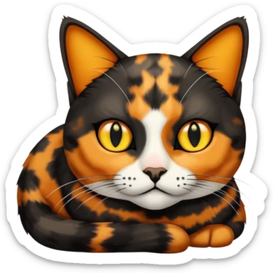 Tourtish color cat black with yellow eyes loafing sticker